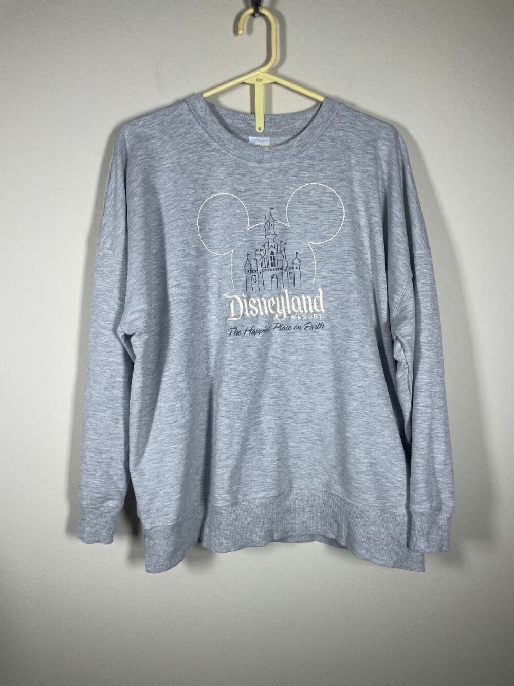 Disneyland Crew Neck Castle Embroidered Jersey Sweatshirt XL Gray!